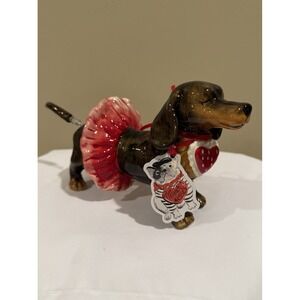 Blue Sky Clayworks Valentines Day Dachshund with Tutu LOVE Doxie Dogs 5" NEW Tag